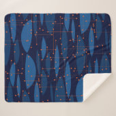 Blaues Atomic-nahtloses Muster Mitte des Jahrhunde Sherpadecke (Vorderseite (Horizontal))