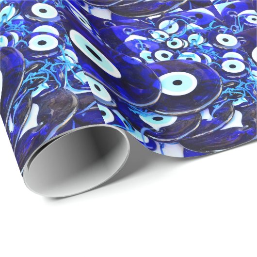 Blaues Augapfel Geschenkpapier (Rolleneckpunkt)