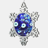 Blaues Augapfel Schneeflocken Zinn-Ornament (Rechts)