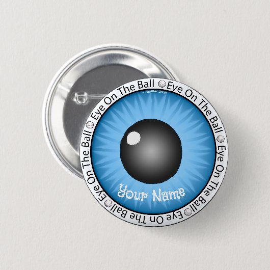 Blaues Auge auf Ball Golfer Button (Vorne & Hinten)