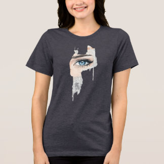 Blaues Auge Collage Abstraktes Artwork Tri-Blend Shirt