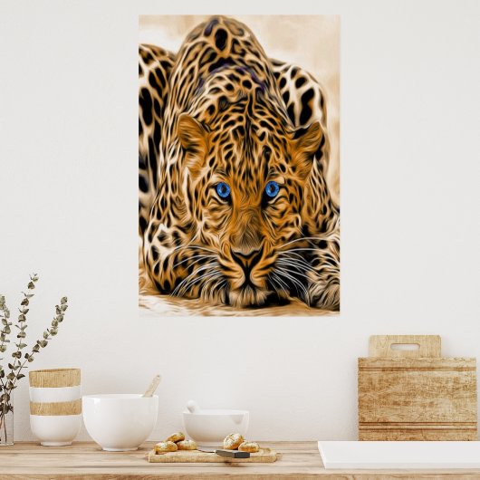 Blaues Auge Leopard Poster (Küche)