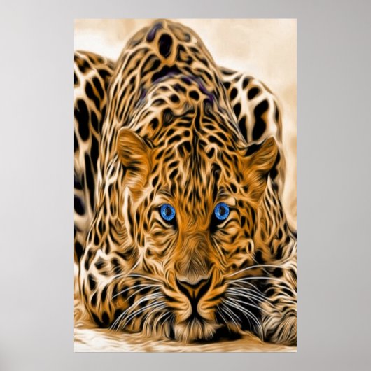 Blaues Auge Leopard Poster (Vorne)