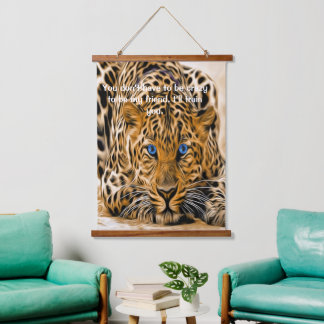 Blaues Auge Leopard Wandteppich Mit Holzrahmen