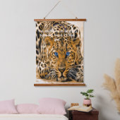 Blaues Auge Leopard Wandteppich Mit Holzrahmen (Schlafzimmer)