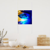 Blaues Auge mit goldener Eleganz Poster (Küche)