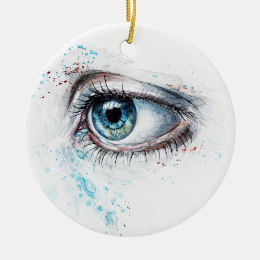 Blaues Auge (Traurigkeit, Beileid und Depression) Keramik Ornament (Vorne)