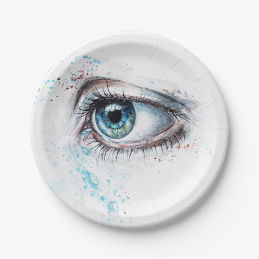 Blaues Auge (Traurigkeit, Beileid und Depression) Pappteller (Vorderseite)