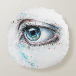 Blaues Auge (Traurigkeit, Beileid und Depression) Rundes Kissen