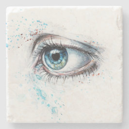 Blaues Auge (Traurigkeit, Beileid und Depression) Steinuntersetzer