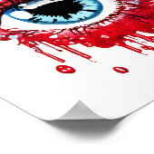 Blaues Auge Tropfblut Horror Kunst Poster (Ecke)