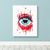 Blaues Auge Tropfen Horror Dunkle Gothart Leinwanddruck (Insitu (Holzboden))
