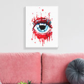 Blaues Auge Tropfen Horror Dunkle Gothart Leinwanddruck (Insitu (Wohnzimmer))