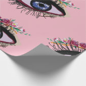 Blaues Auge und Blume-Umschlagpapier Geschenkpapier (Ecke)