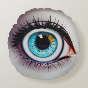 Blaues Auge und Lashes Rundes Kissen
