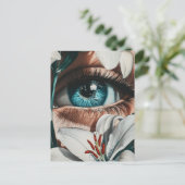 Blaues Auge und weiße Lilien Postkarte (Stehend Vorderseite)