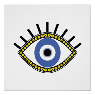 Blaues Auge, viel Glück, griechisches böses Auge Poster