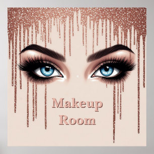 ✨ Blaues Augen Glitter-Makeup-Wanddekor Für Die Fr Poster