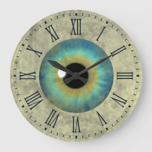 Blaues Augen-Iris-Augapfel-römische große runde Große Wanduhr