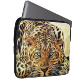 Blaues Augen-Leopard Laptopschutzhülle (Vorne Rechts)