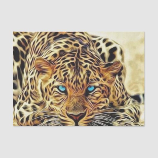 Blaues Augen-Leopard Seidenpapier (Vorderseite)