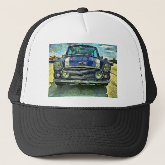 Blaues Austin Mini Truckerkappe (Vorderseite)