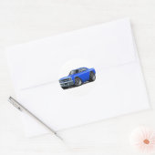 Blaues Auto 1970 Runder Aufkleber (Umschlag)