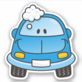 Blaues Auto mit Blasen Aufkleber (Vorderseite)