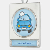 Blaues Auto mit Blasen Banner-Ornament Silber (Links)