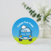 Blaues Auto mit Blasen Einladung (Stehend Vorderseite)