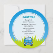 Blaues Auto mit Blasen Einladung (Rückseite)