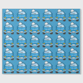 Blaues Auto mit Blasen Geschenkpapier (Flach)