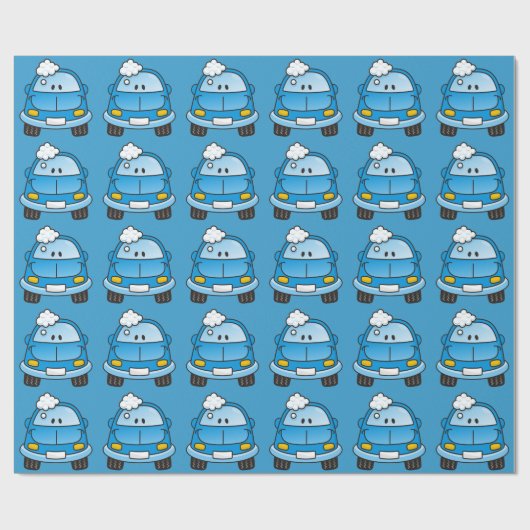 Blaues Auto mit Blasen Geschenkpapier (Flach)