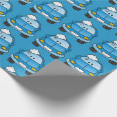 Blaues Auto mit Blasen Geschenkpapier (Ecke)