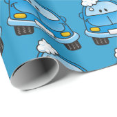 Blaues Auto mit Blasen Geschenkpapier (Rolleneckpunkt)