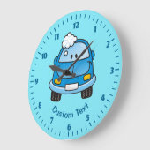 Blaues Auto mit Blasen Große Wanduhr (Winkel)