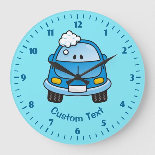 Blaues Auto mit Blasen Große Wanduhr (Vorderseite)