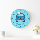 Blaues Auto mit Blasen Große Wanduhr (Zuhause)