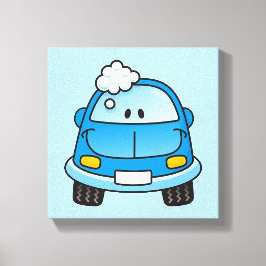 Blaues Auto mit Blasen Leinwanddruck (Vorderseite)