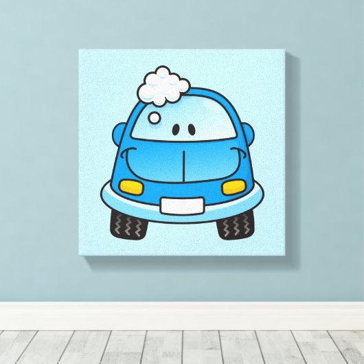 Blaues Auto mit Blasen Leinwanddruck (Insitu (Holzboden))