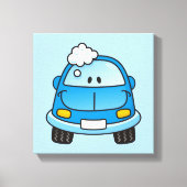 Blaues Auto mit Blasen Leinwanddruck (Vorderseite)
