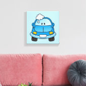 Blaues Auto mit Blasen Leinwanddruck (Insitu (Wohnzimmer))