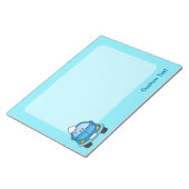 Blaues Auto mit Blasen Notizblock (angewinkelt)