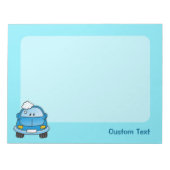 Blaues Auto mit Blasen Notizblock (Vorderseite)