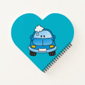 Blaues Auto mit Blasen Notizbuch (Rückseite)