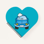 Blaues Auto mit Blasen Notizbuch (Vorderseite)