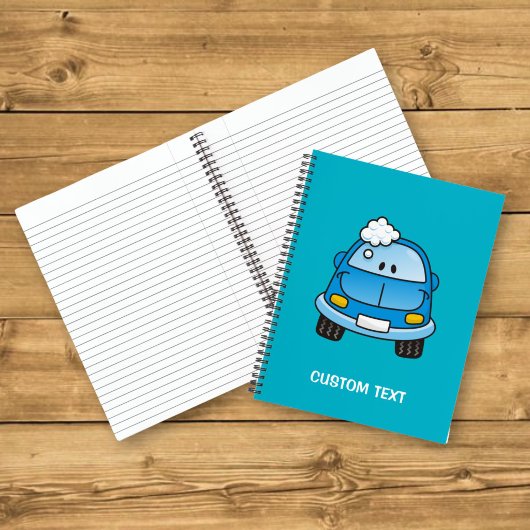 Blaues Auto mit Blasen Notizbuch