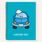 Blaues Auto mit Blasen Notizbuch (Vorderseite)
