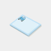 Blaues Auto mit Blasen Post-it Klebezettel (angewinkelt)