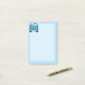 Blaues Auto mit Blasen Post-it Klebezettel (Auf Schreibtisch)